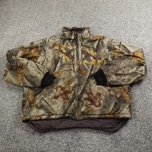 VTG 10X Jacket Mens L Brown‎ Realtree Hardwoods Camo Hunting Zip Reversible 90s